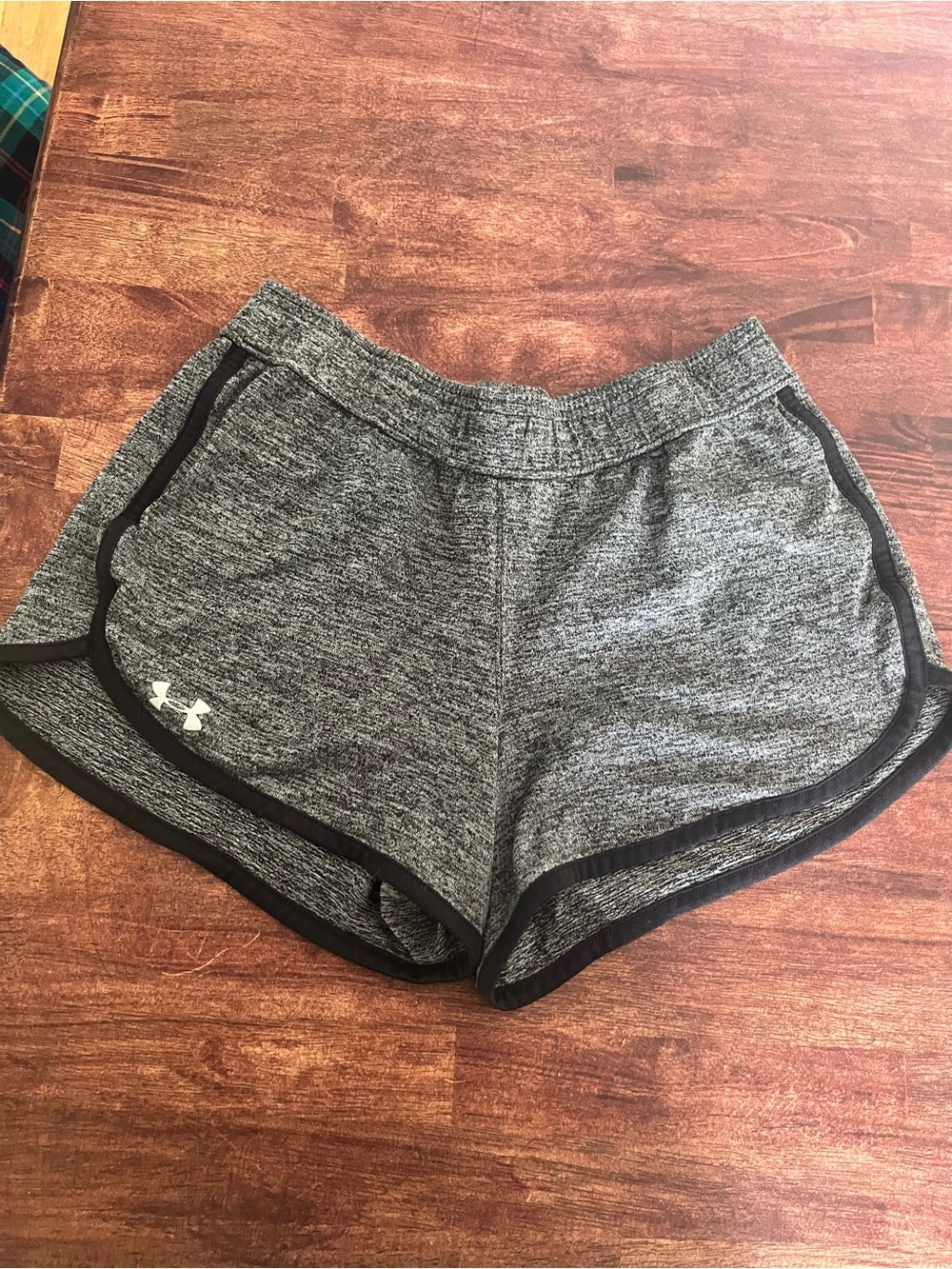Under Armour Women's Heather Gray Athletic Running Shorts with Black Trim